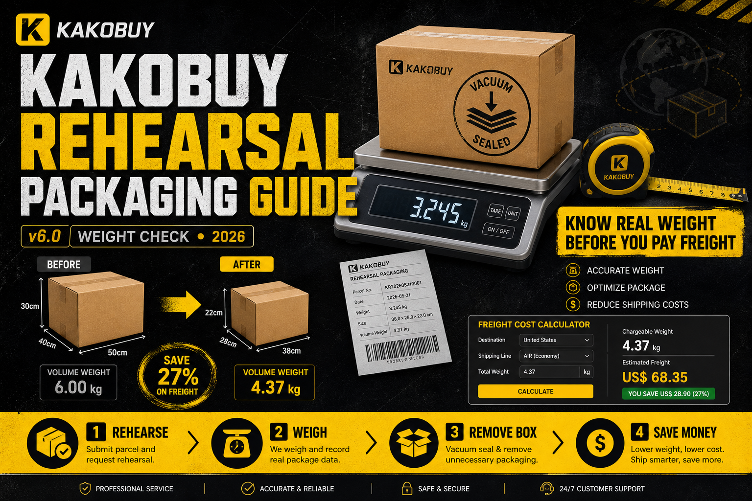 Kakobuy Rehearsal Packaging Guide: Know Your Real Weight Before Shipping (2026)